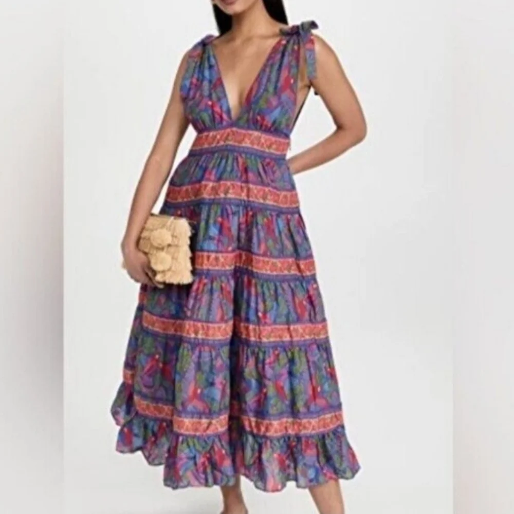 NWT FARM RIO | $265 Blue Macaw Tiered Dress - Picture 6 of 8